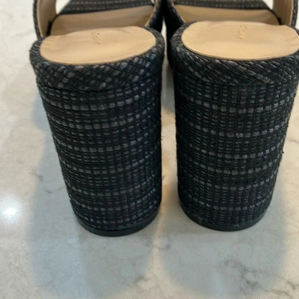 Ann Taylor Raffia Platform Mule‎ Sandals Black Sz 9.5- NIB